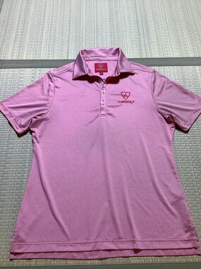 Topgolf Red Striped Short Sleeve Performance Polo